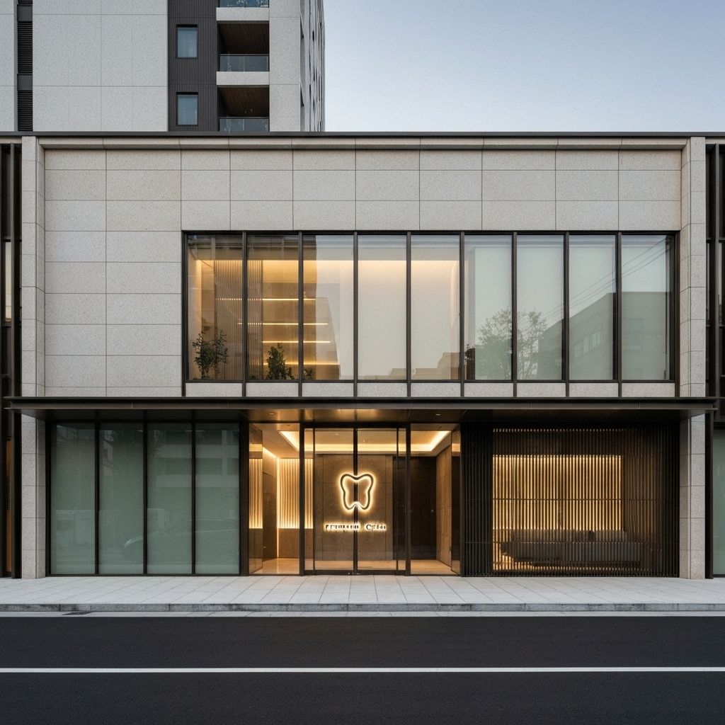 Fachada moderna da clínica DentePrime